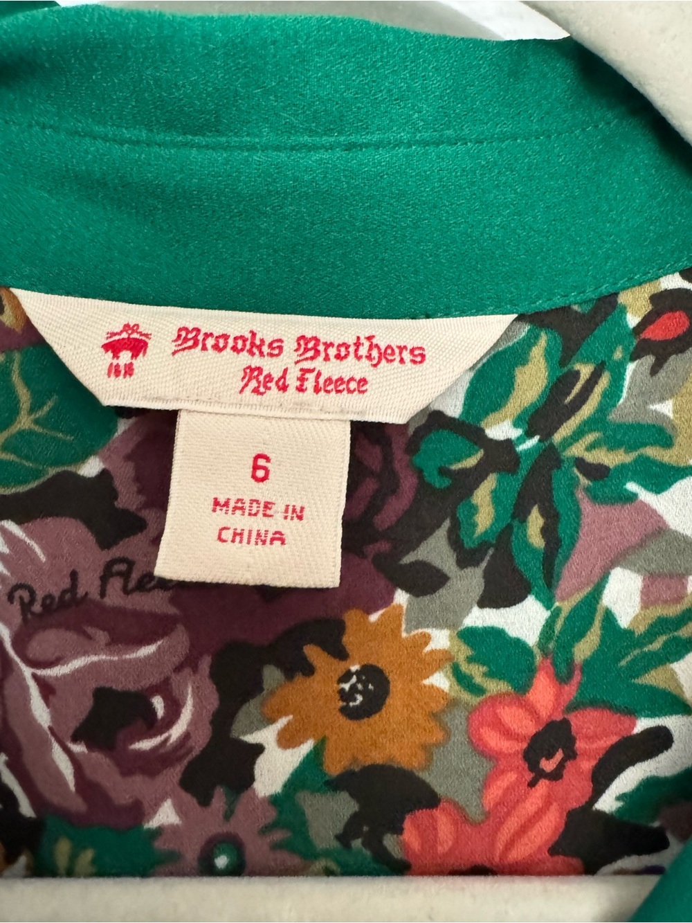 Brooks Brothers Green Floral Pleated Long-Sleeve Shirt Dress - Picture 3 of 6